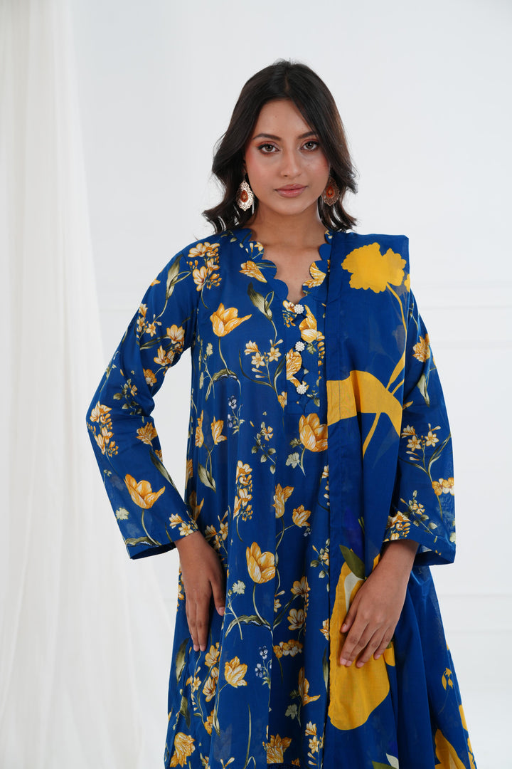 Printed Lawn Zinc Stitched Suit - Maria B M Basics Elaheh Stitched