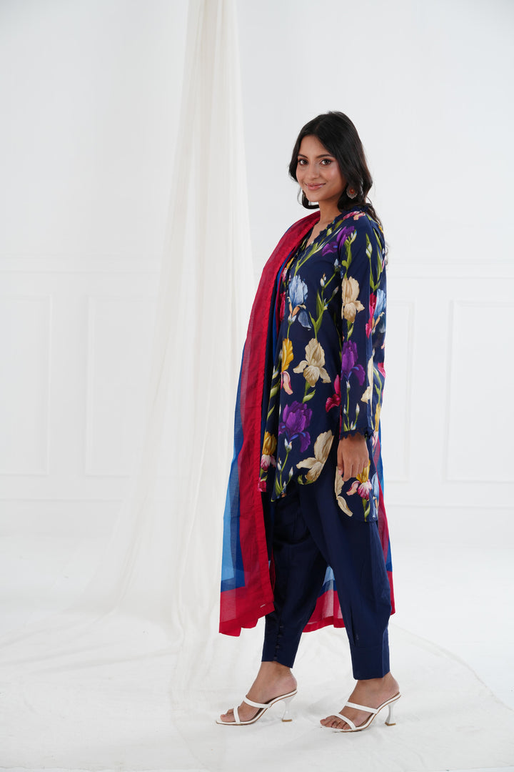 Printed Lawn Blue Stitched Suit - Maria B M Basics Elaheh Stitched