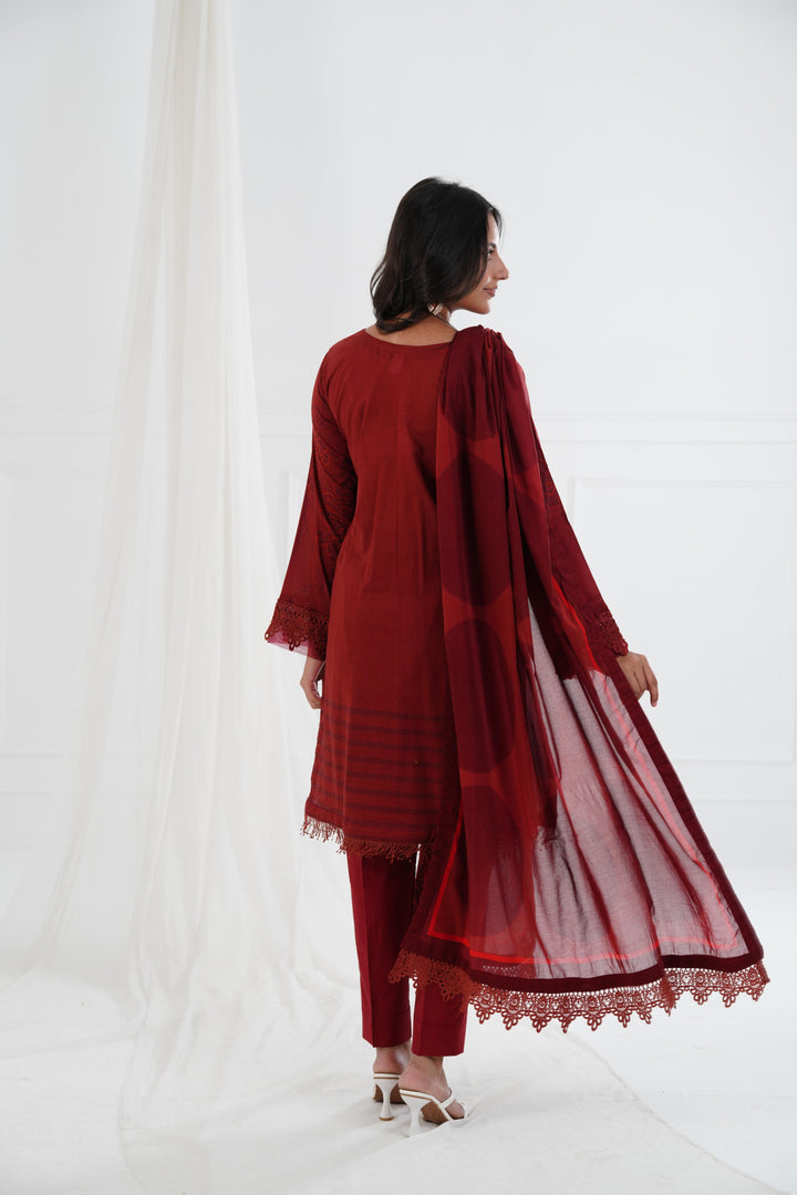 Printed Lawn Copper Stitched Suit - Maria B M Basics Elaheh Stitched