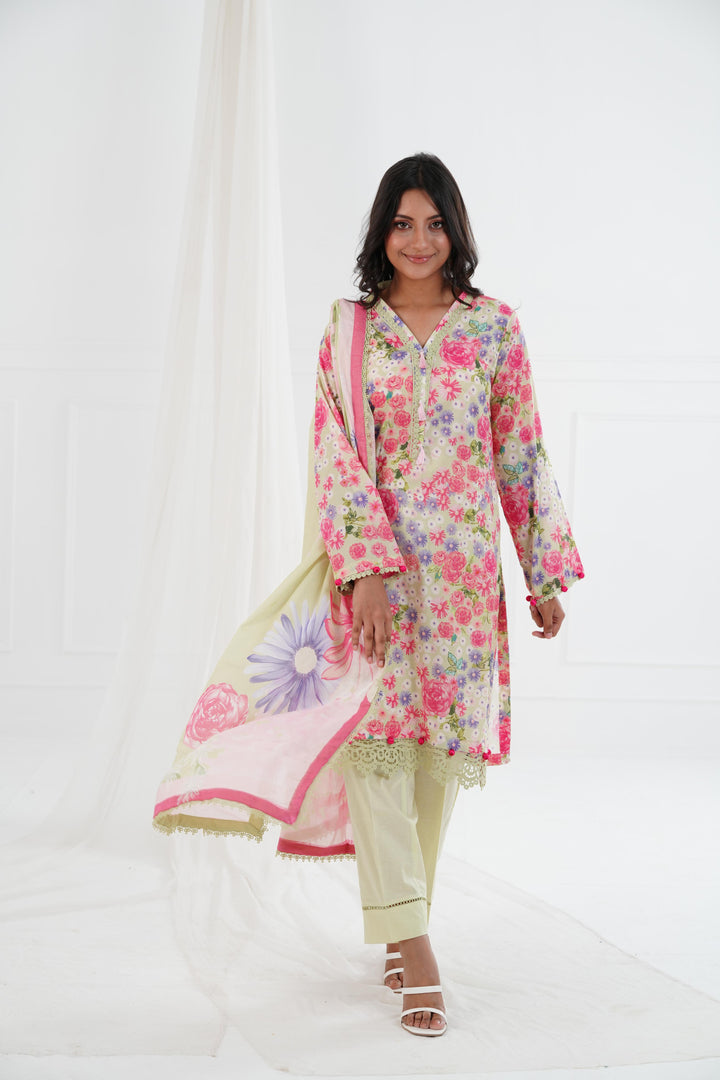 Printed Lawn Multi Stitched Suit - Maria B M Basics Elaheh Stitched