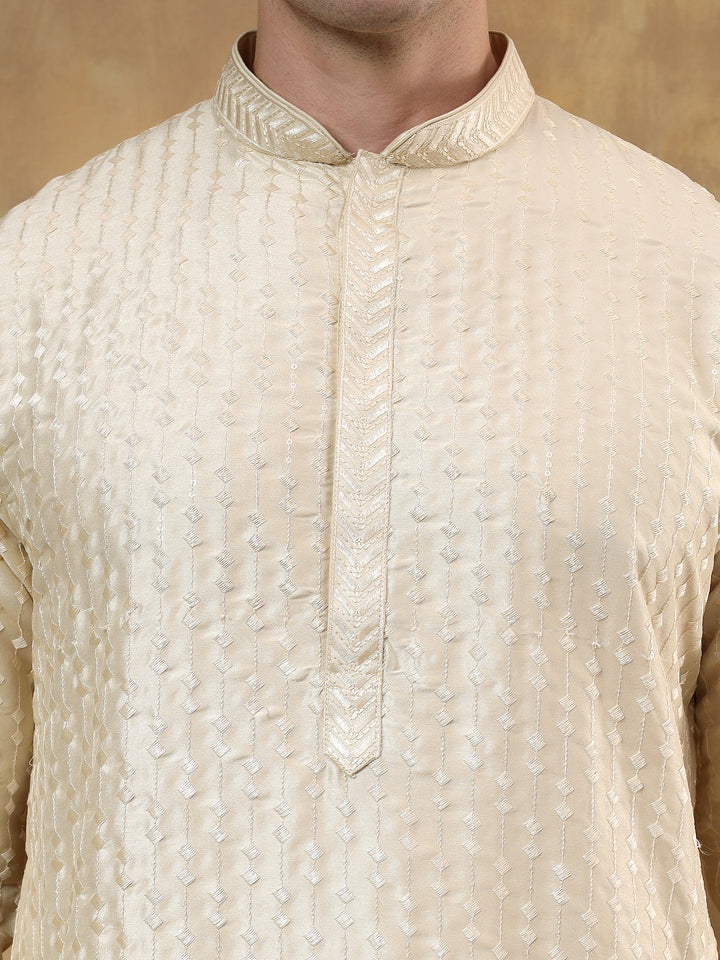 Polyester Viscose Gold Kurta Trouser - Jiah