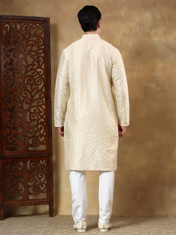 Polyester Viscose Gold Kurta Trouser - Jiah