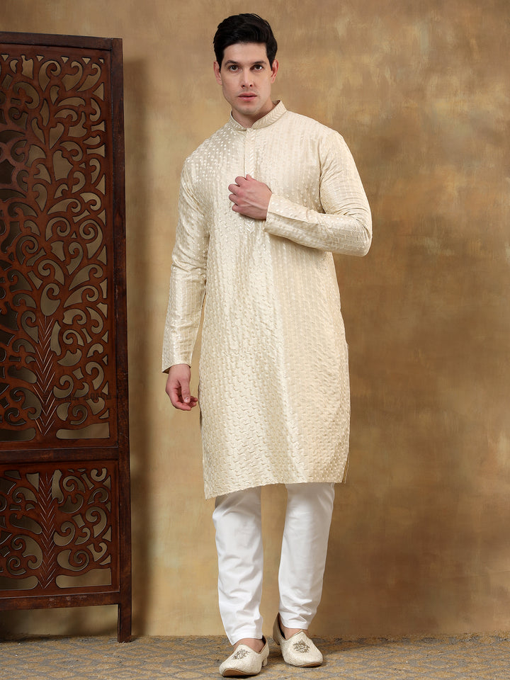 Polyester Viscose Gold Kurta Trouser - Jiah