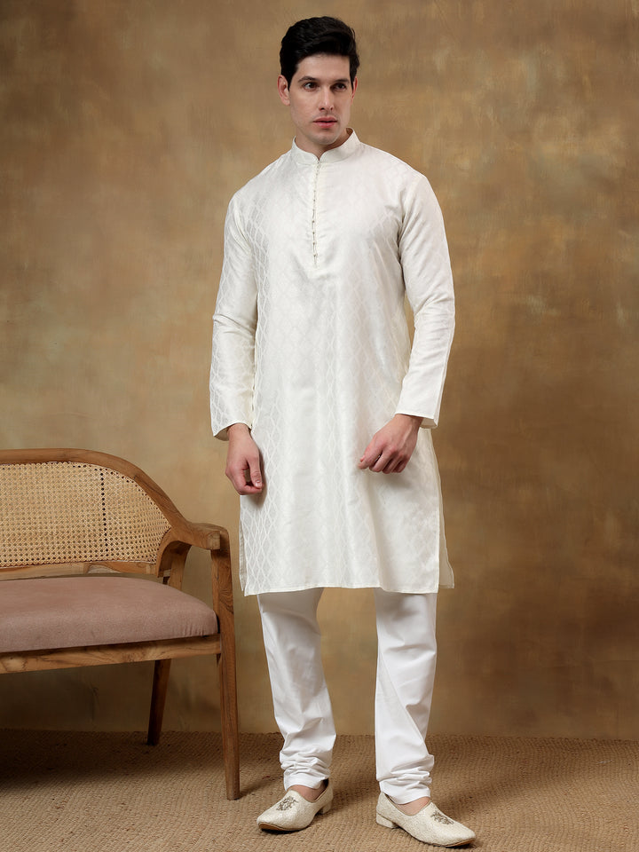 Blended Cream Kurta Trouser - Jiah