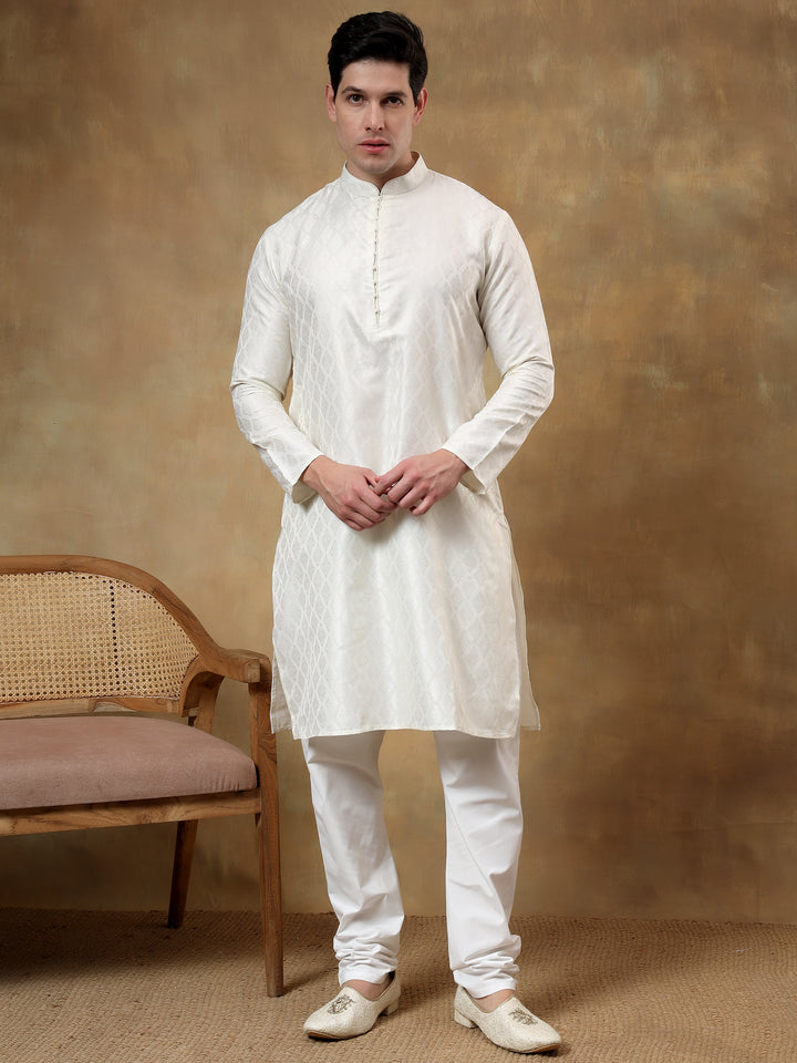 Blended Cream Kurta Trouser - Jiah