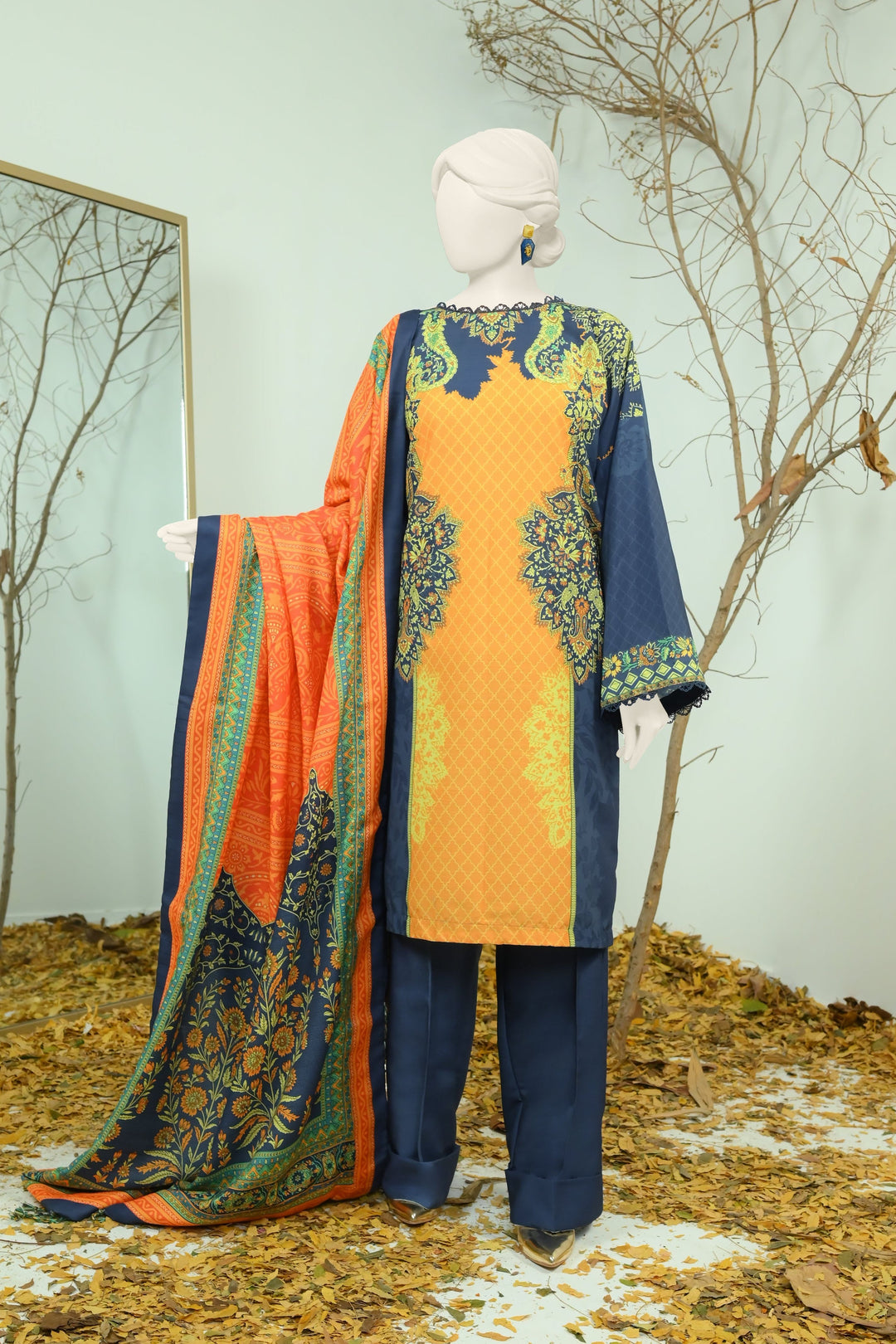 Swiss Khaddar Turquoise Unstitched Suit - Panjnad by J. Junaid Jamshed