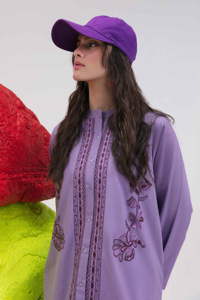 Embroidered Purple Kurti - Nishat