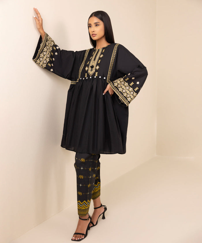 Embroidered Lawn Black 2 Piece Suit - Sapphire