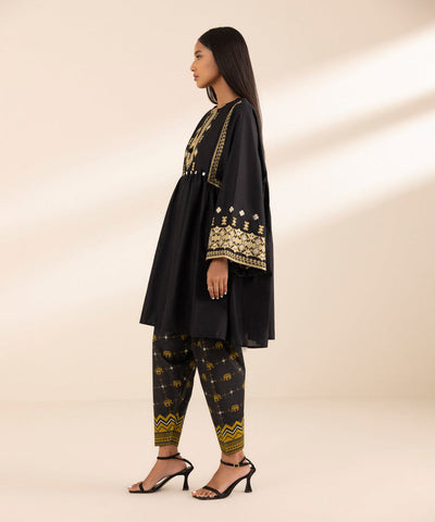 Embroidered Lawn Black 2 Piece Suit - Sapphire