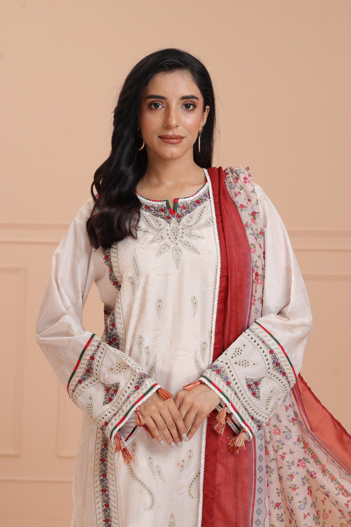 Lawn Beige Stitched Suit - Jazmin