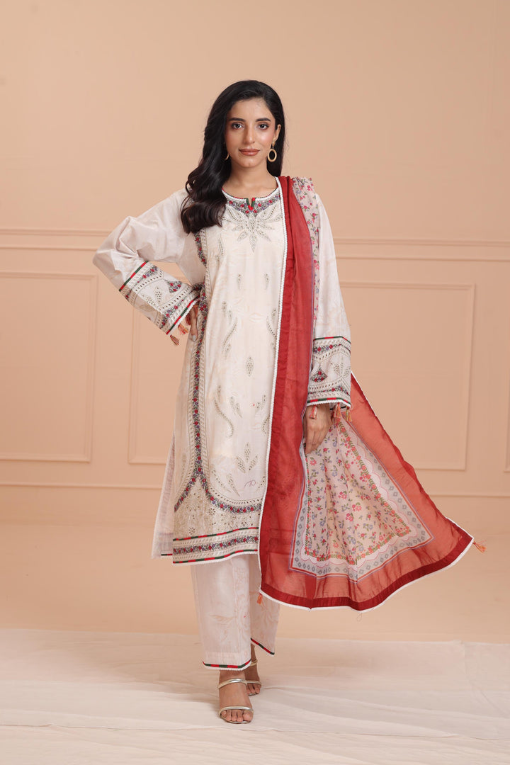Lawn Beige Stitched Suit - Jazmin