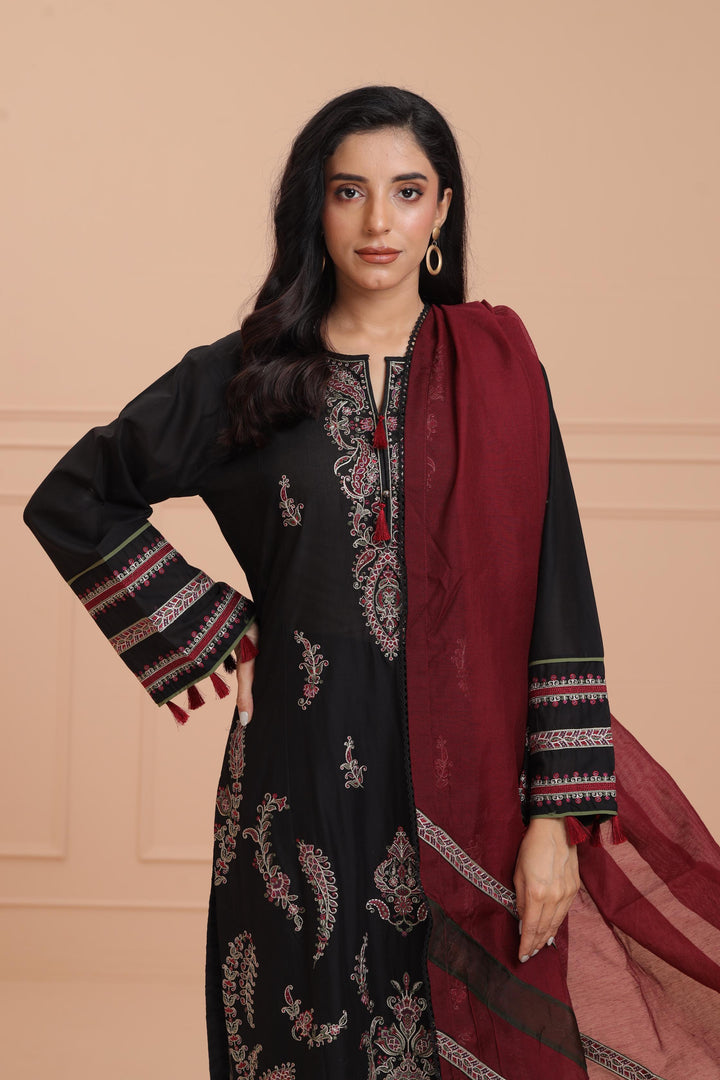 Lawn Black Stitched Suit - Jazmin