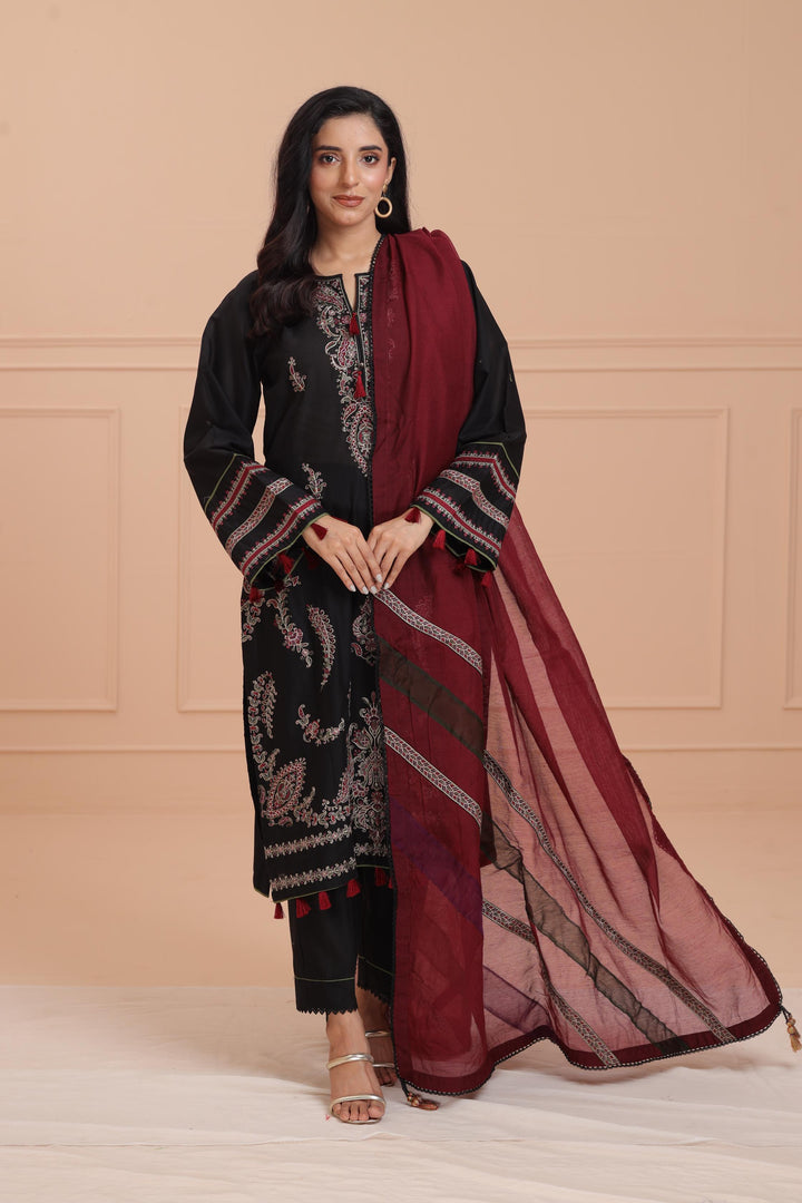 Lawn Black Stitched Suit - Jazmin