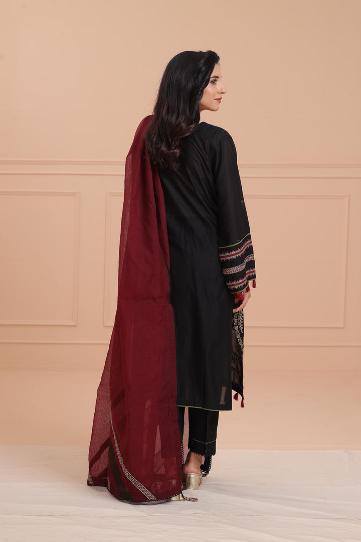 Lawn Black Stitched Suit - Jazmin