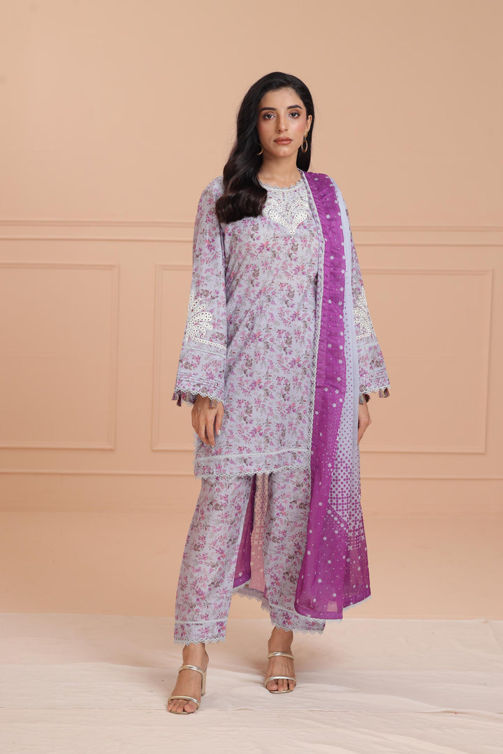 Lawn Purple Stitched Suit - Jazmin