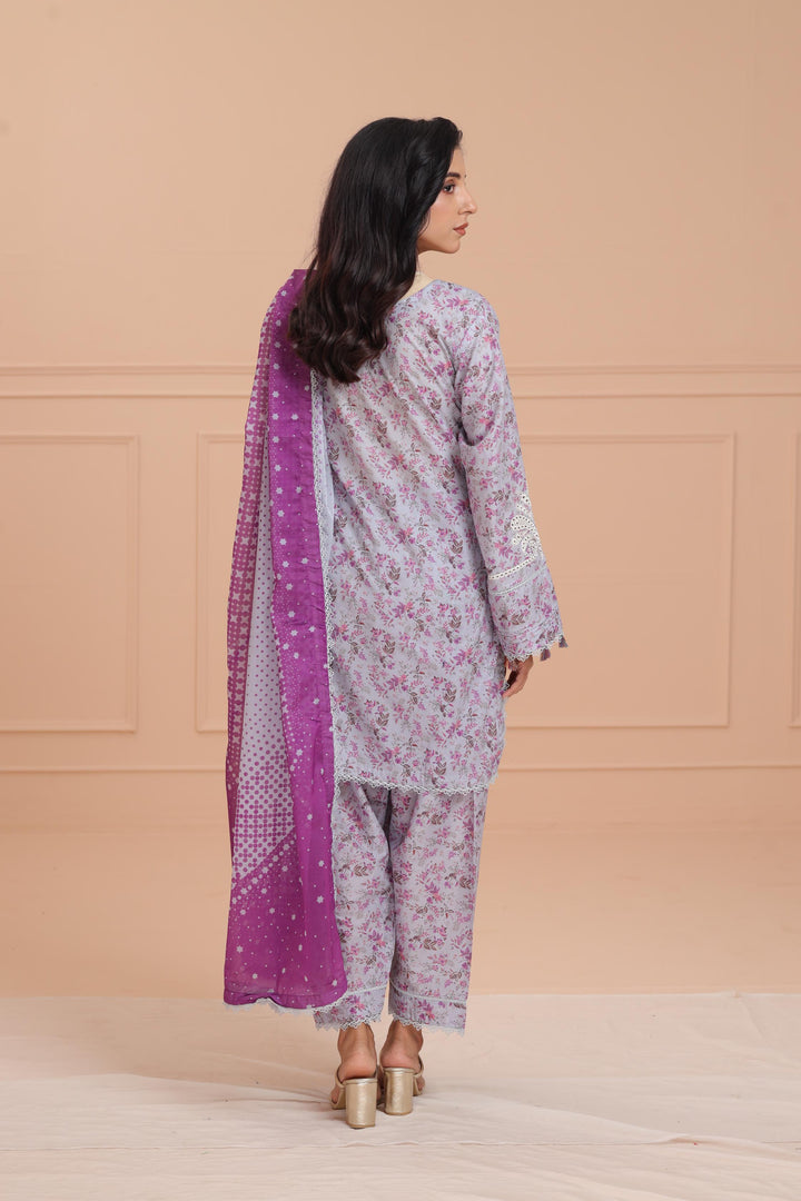 Lawn Purple Stitched Suit - Jazmin