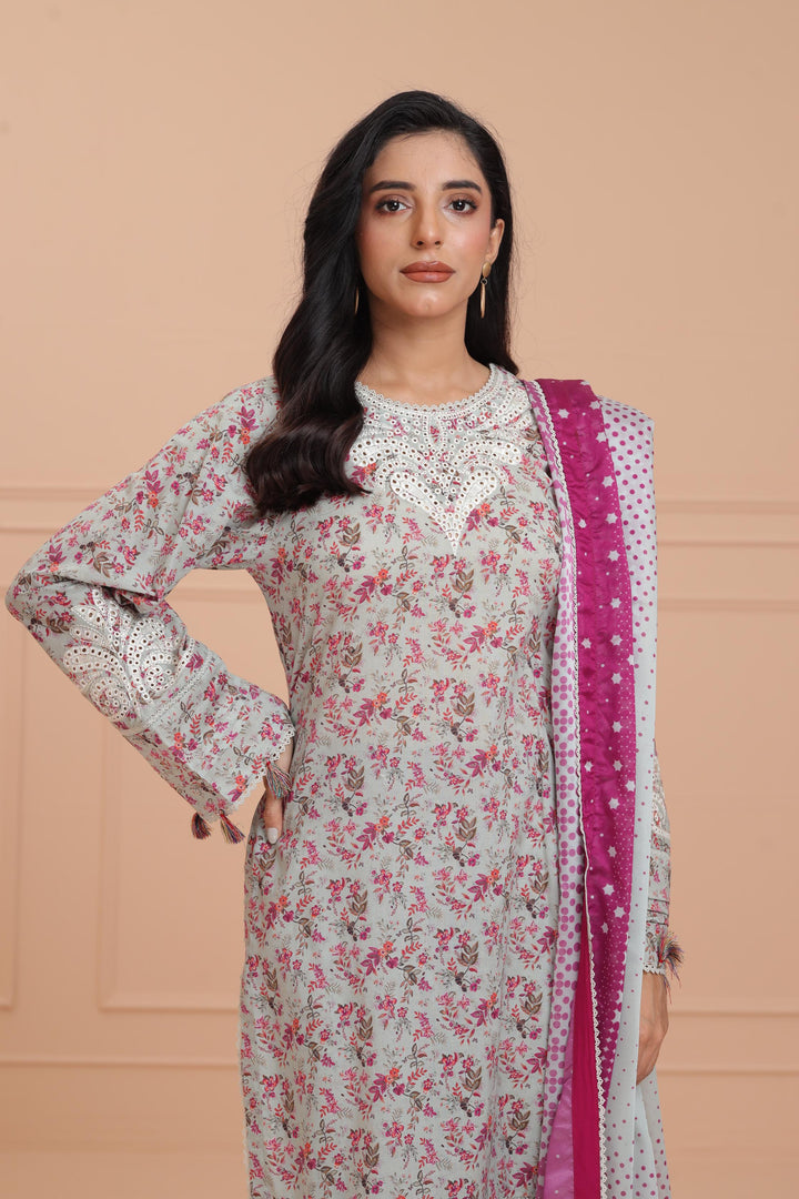 Lawn Light Green Stitched Suit - Jazmin