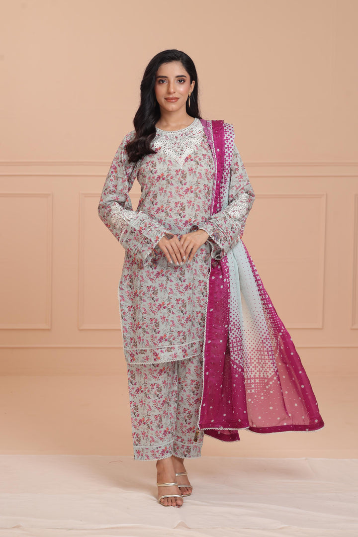 Lawn Light Green Stitched Suit - Jazmin