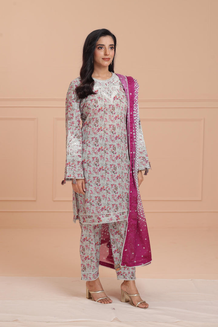 Lawn Light Green Stitched Suit - Jazmin