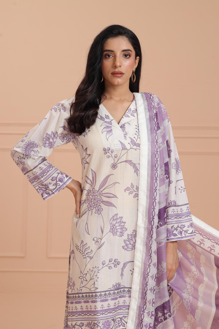 Lawn Lilac Stitched Suit - Jazmin