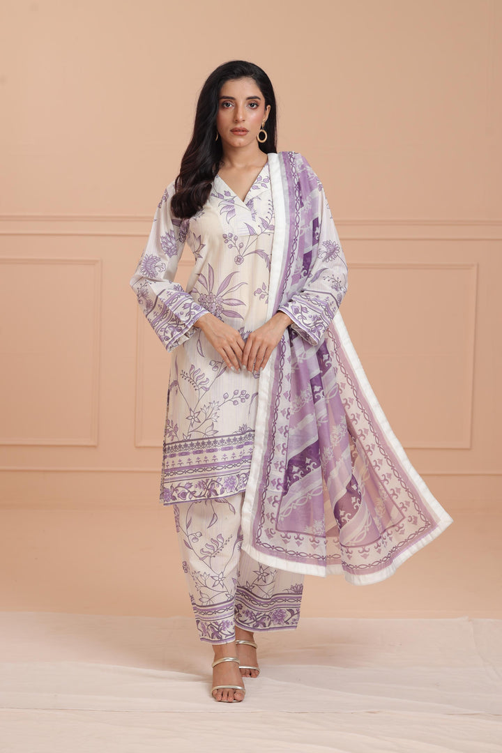 Lawn Lilac Stitched Suit - Jazmin