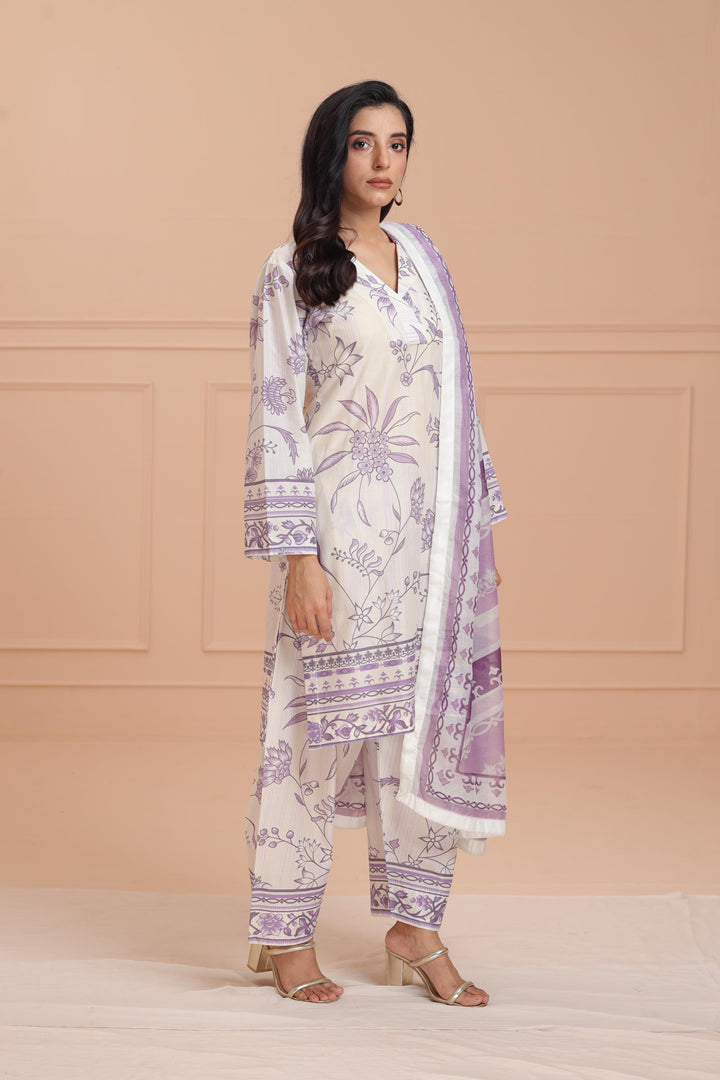 Lawn Lilac Stitched Suit - Jazmin