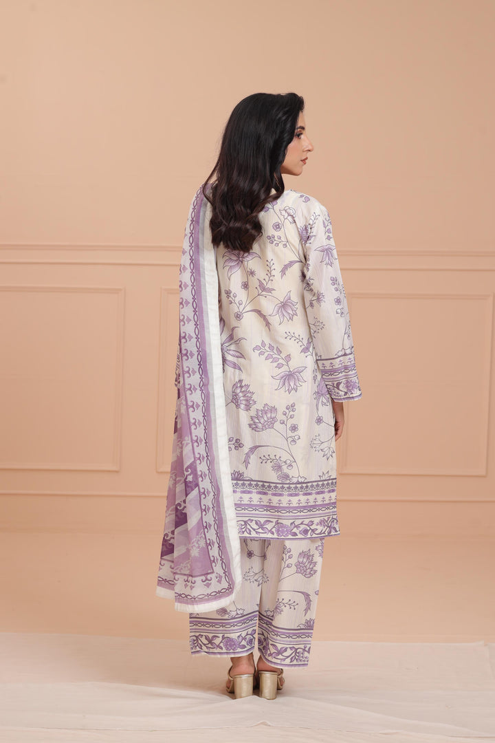 Lawn Lilac Stitched Suit - Jazmin
