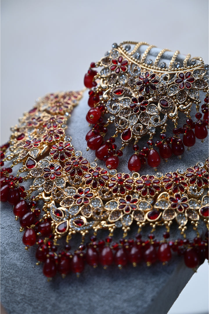 Ruby Bloom Gold Bridal Jewelry Set