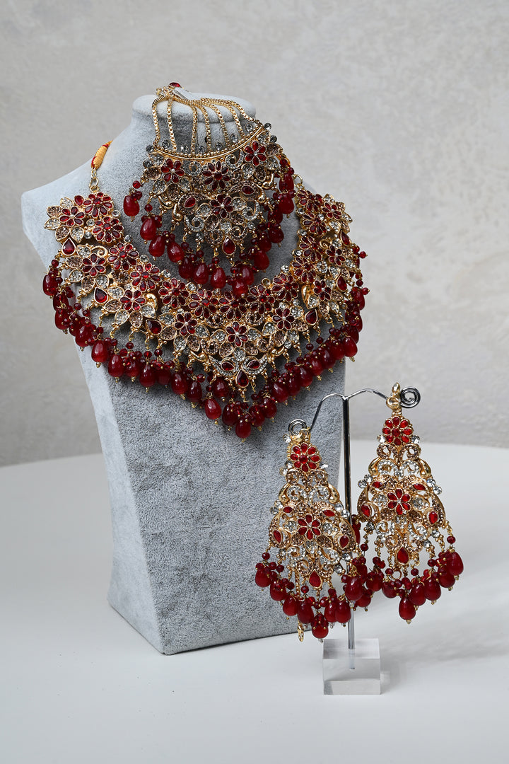 Ruby Bloom Gold Bridal Jewelry Set