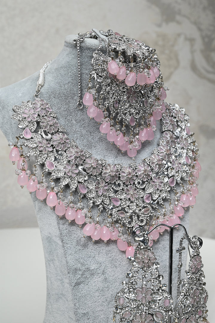 Rose Quartz & Silver Bridal Jewelry Set