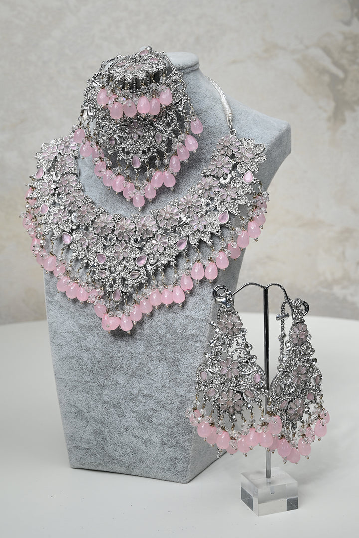 Rose Quartz & Silver Bridal Jewelry Set