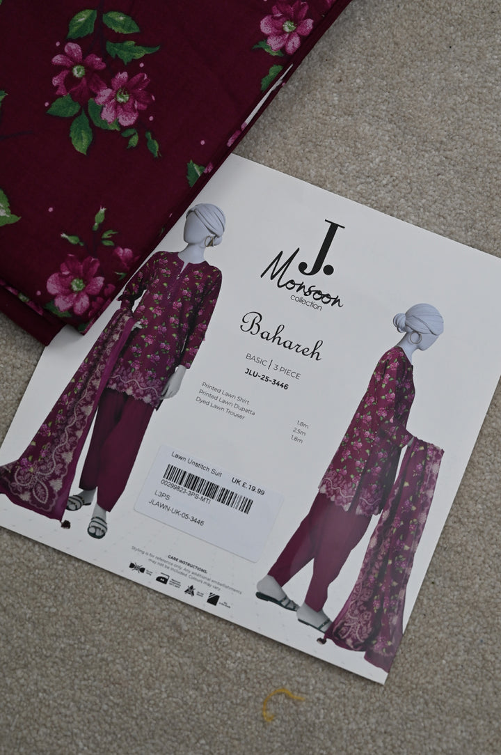 Lawn Multicolor Unstitched Suit - J. Junaid Jamshed