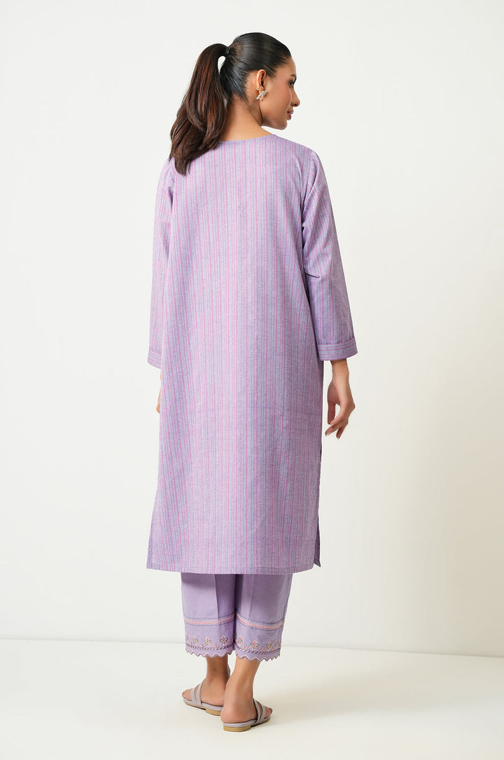 Yarn Dyed Lilac Stitched Suit - Zeen