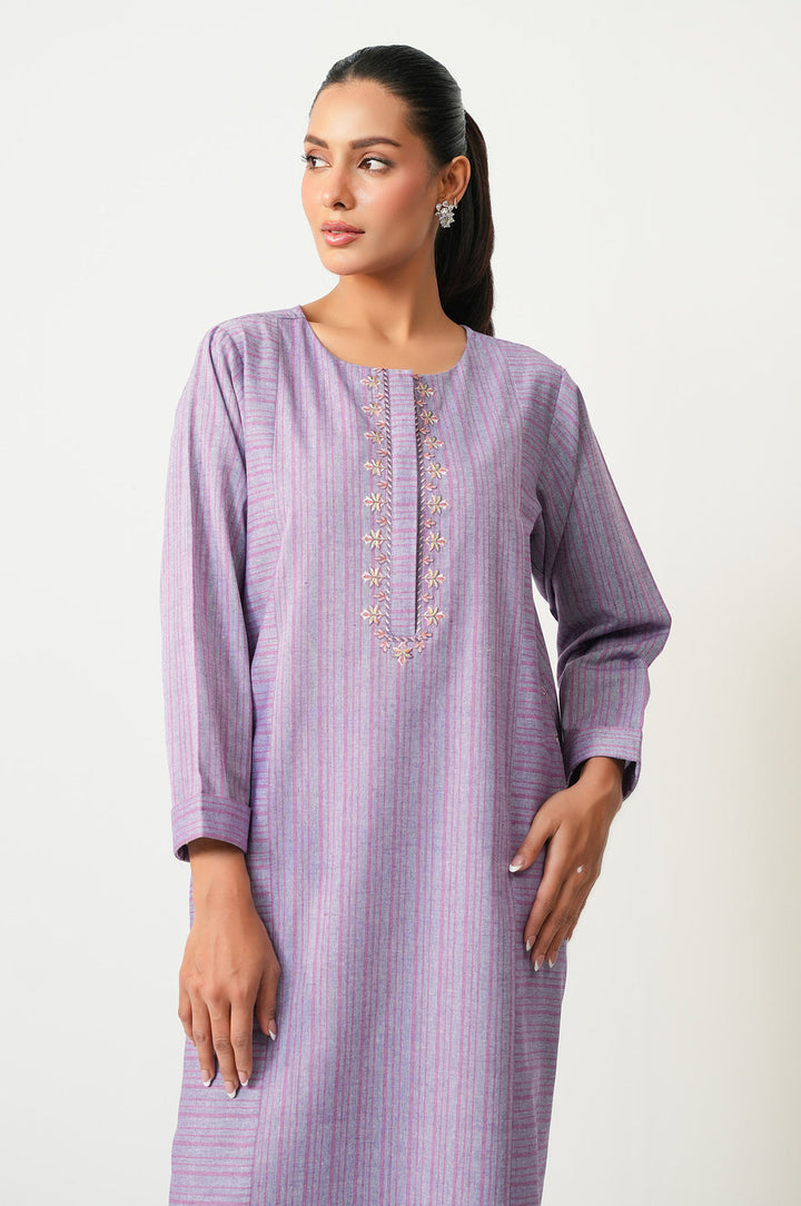 Yarn Dyed Lilac Stitched Suit - Zeen