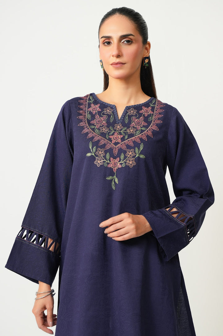 Satin Jacquard Navy Stitched Suit - Zeen