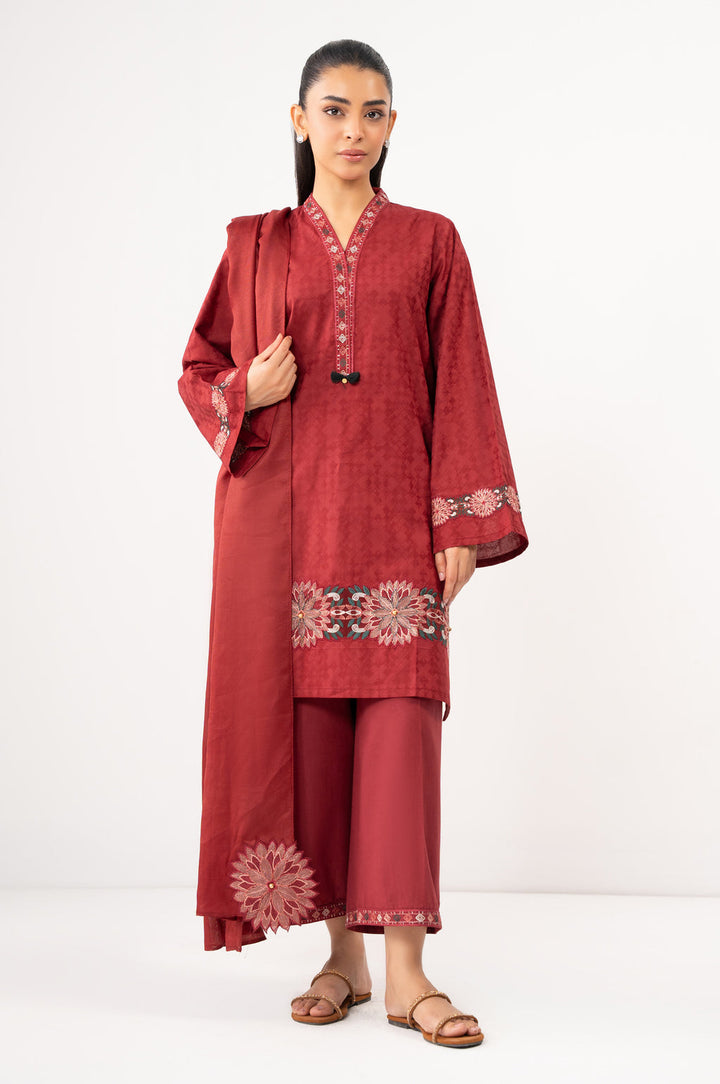 Dobby Rust Stitched Suit - Zeen