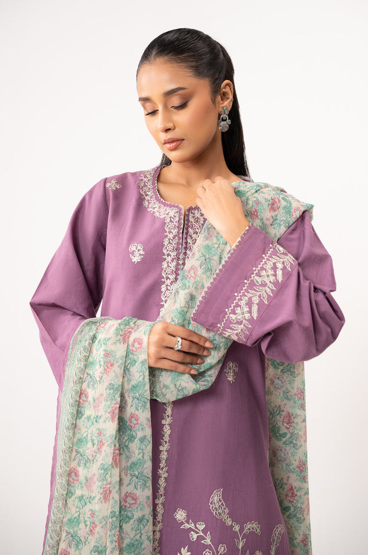 Cotton Linen Lilac Stitched Suit - Zeen