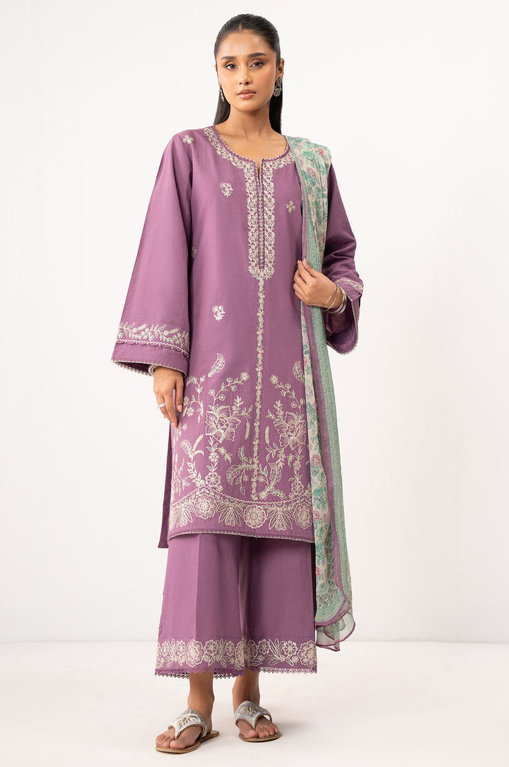 Cotton Linen Lilac Stitched Suit - Zeen