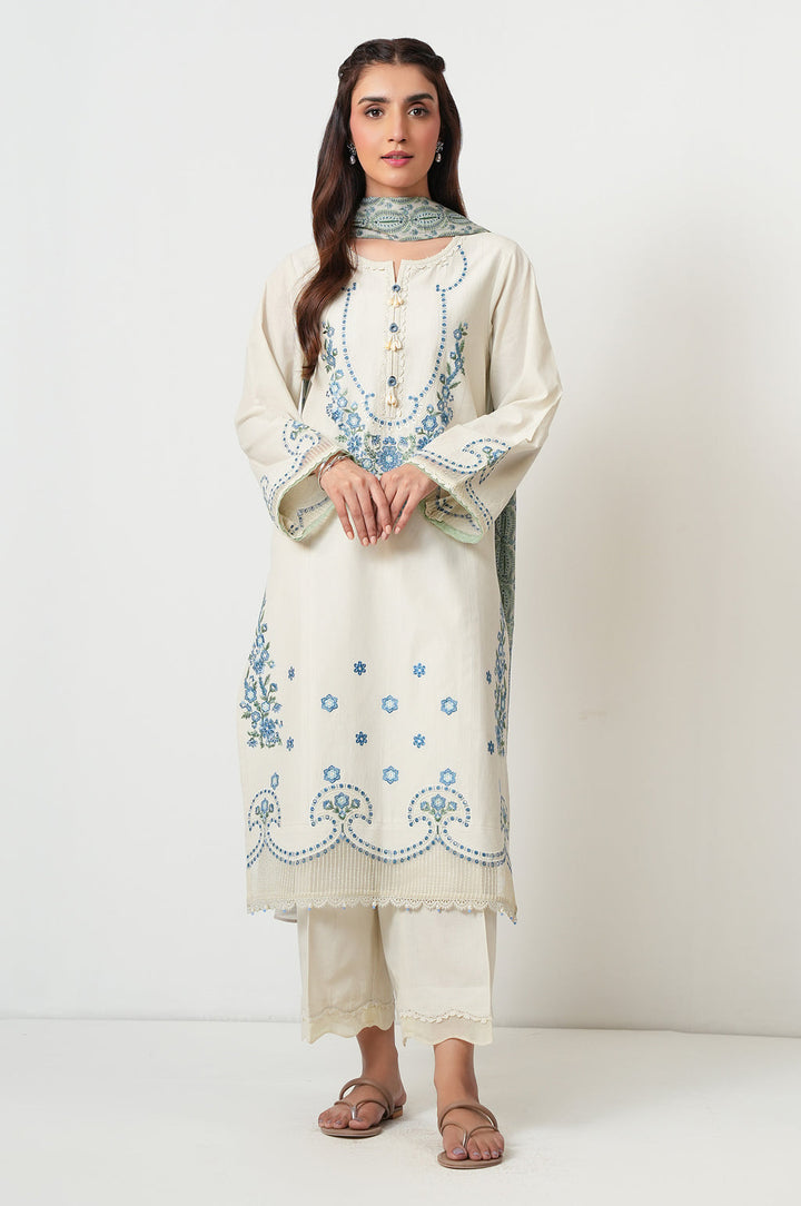 Cambric White Stitched Suit - Zeen