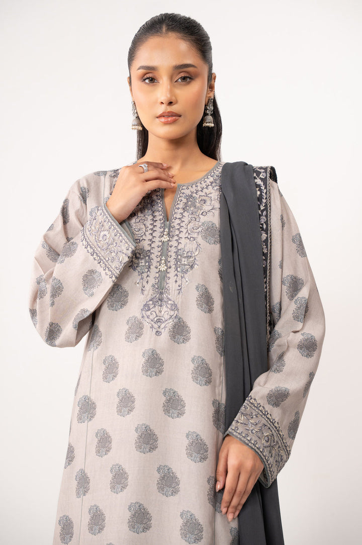 Raw Silk Light Grey Stitched Suit - Zeen