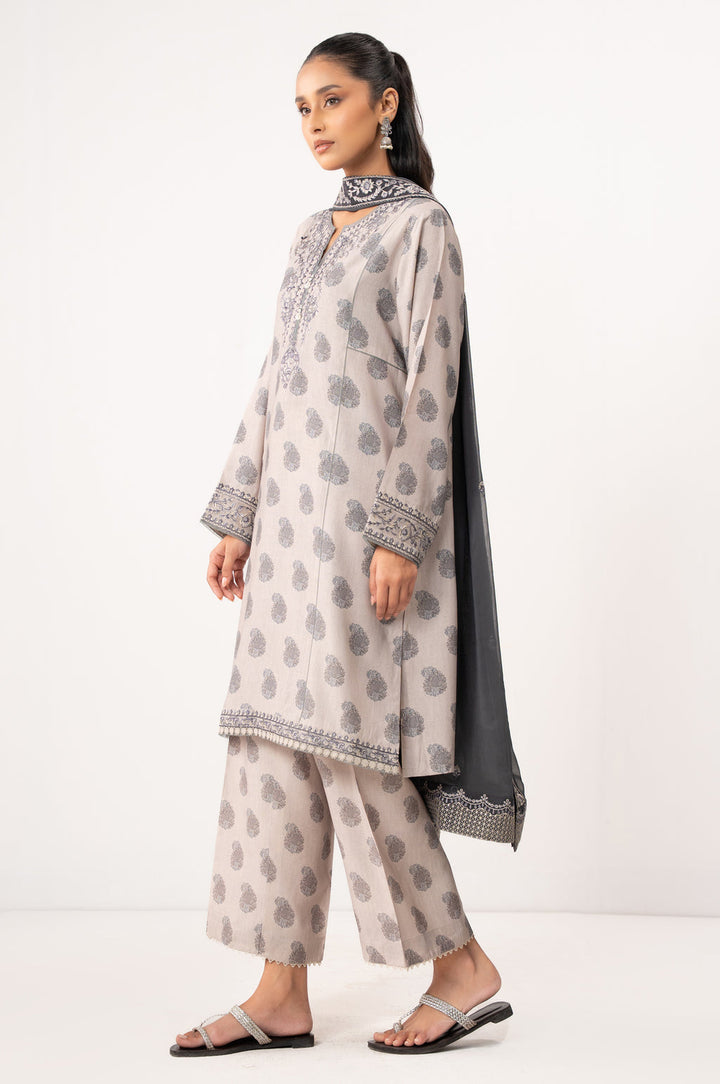 Raw Silk Light Grey Stitched Suit - Zeen