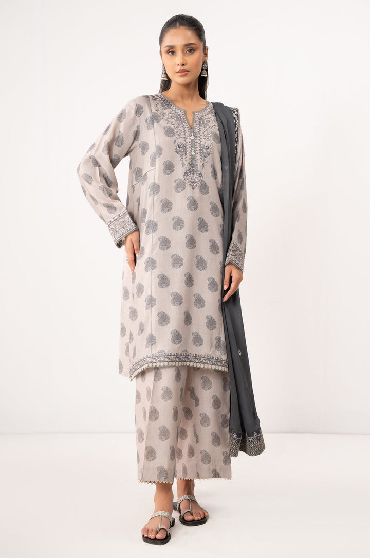 Raw Silk Light Grey Stitched Suit - Zeen