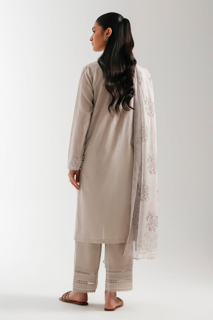 Chikankari Light Grey Stitched Suit - Zeen