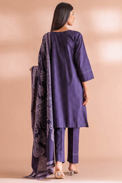Jacquard Purple 3 Piece Stitched Suit - Bonanza