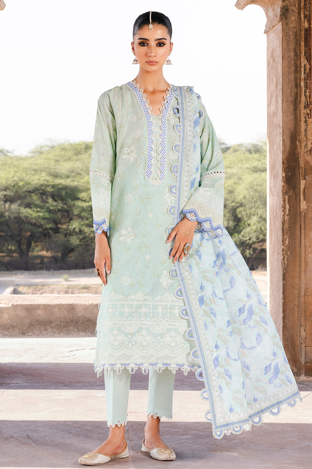 Embroidered Lawn Mint Stitched Suit - Zellbury – Janan