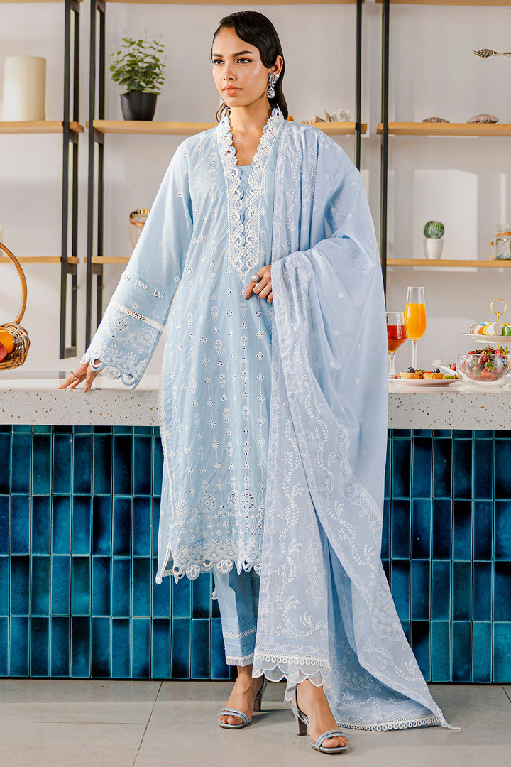 Embroidered Lawn Grey Stitched Suit - Zellbury