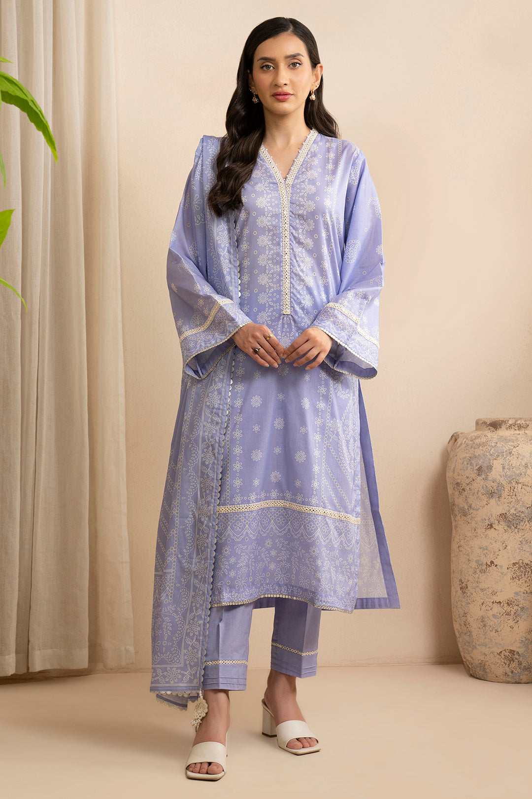 Lawn Lilac Stitched Suit - Zellbury – Janan