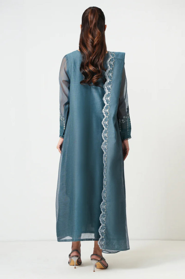 Embroidered Khaddi Grey Stitched Suit - Zeen