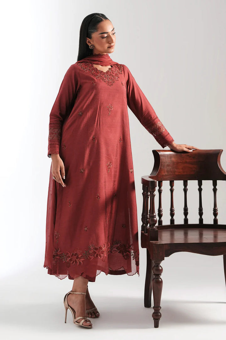Embroidered Suit Cranberry Stitched Suit - Zeen