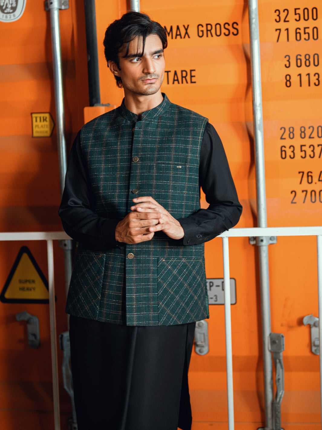 Blended Dark Green Waist Coat - Almirah